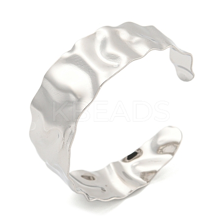 Non-Tarnish 304 Stainless Steel Textured Open Cuff Bangles for Women STAS-M001-15P-1