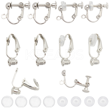 32Pcs 2 Style Brass Clip-on Earring Converters Findings DIY-SC0024-17-1