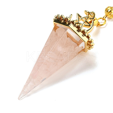 Natural Rose Quartz Chip & Resin Dowsing Pendulum Big Pendants G-H293-02G-13-1