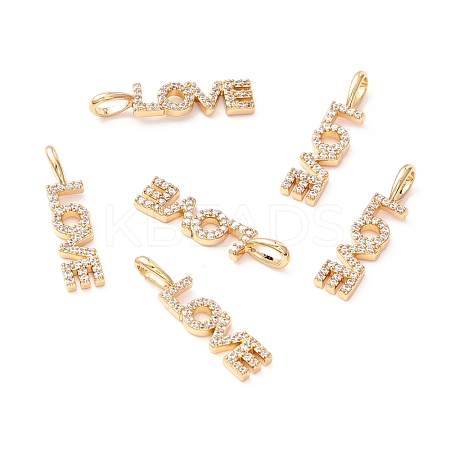 Brass Micro Pave Clear Cubic Zirconia Pendants ZIRC-Z019-35G-NR-1