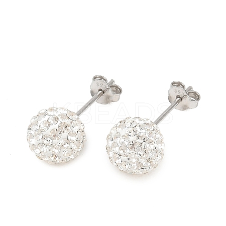 Gifts for Her Valentines Day 925 Sterling Silver Austrian Crystal Rhinestone Ball Stud Earrings for Girl Q286H011-1