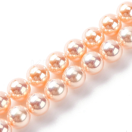 UV Plating Pearlized Glass Pearl Beads Strands GLAA-F128-01A-T7-1