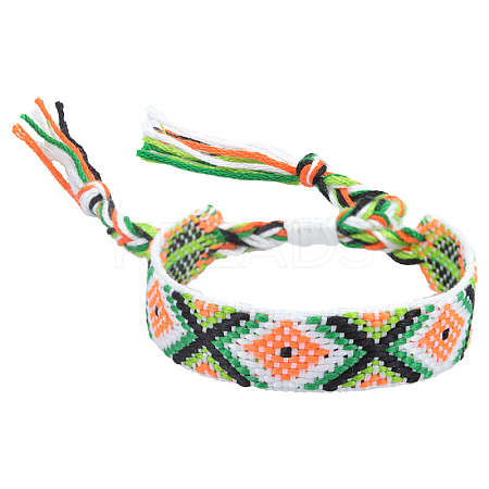 Polyester-cotton Braided Rhombus Pattern Cord Bracelet FIND-PW0013-001A-12-1