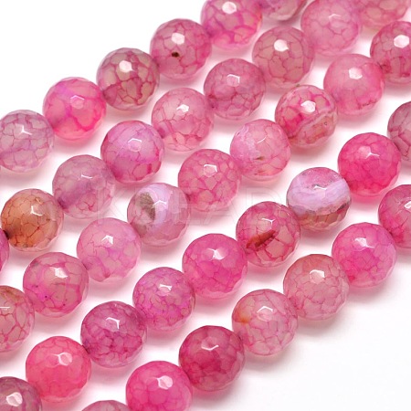 Dyed Natural Agate Faceted Round Beads Strands G-E268-02-1
