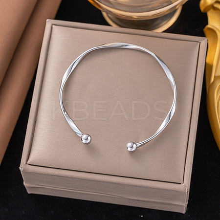 304 Stainless Steel Cuff Bangles for Women LS-BJEW-D407-01P-1
