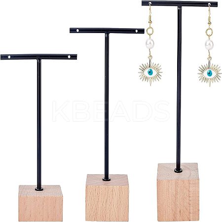 T Bar Iron & Wood Earring Displays Sets EDIS-WH0016-03-1