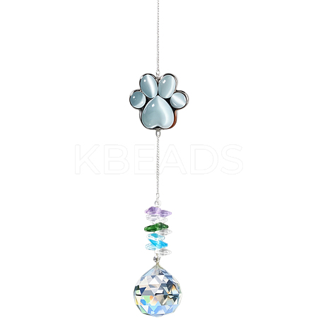 Glass Round Hanging Suncatcher AJEW-WH20130-15-1