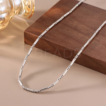 Adjustable 925 Sterling Silver Round Column Magnetic Beaded Necklaces for Women NJEW-A048-03P-1