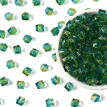 300Pcs Two Tone Transparent Spray Painted Acrylic Beads ACRP-YW0001-16D-1
