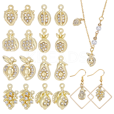 16Pcs 8 Style Rack Plating Alloy Charms FIND-CA0006-28-1