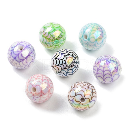 Halloween UV Plating Opaque Acrylic Beads OACR-B035-04-1
