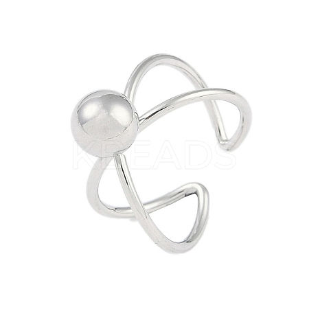 Non-Tarnish 304 Stainless Steel Round Open Cuff Ring RJEW-C097-06P-1