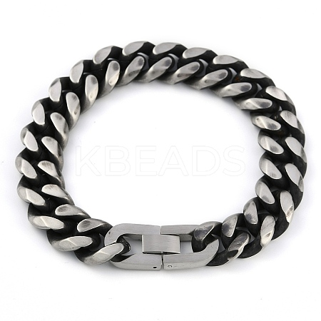 304 Stainless Steel Cuban Link Chain Bracelets for Men BJEW-B102-08AS-1