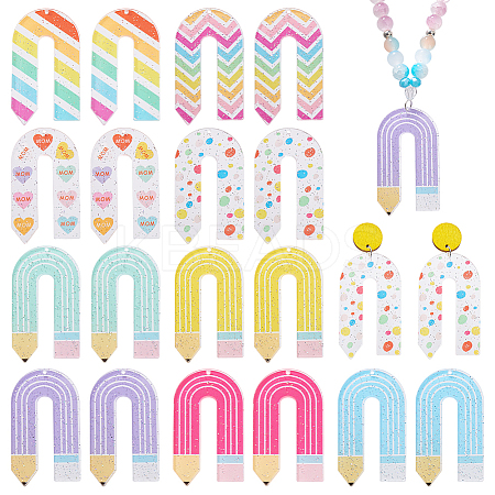 18Pcs 9 Colors Acrylic Pendants OACR-PH0004-31-1