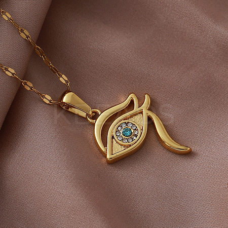 Vintage 304 Stainless Steel Glass Eye of Ra Pendant Necklaces for Women EQ3909-1
