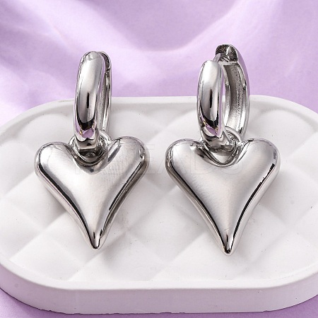 Heart Brass Hoop Earrings EJEW-D322-12P-01-1