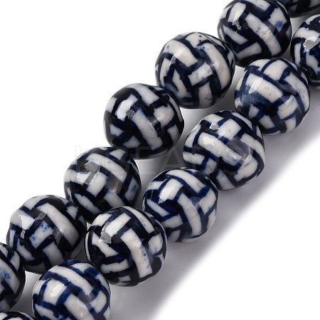 Handmade Blue and White Porcelain Beads Strands PORC-I027-01E-1