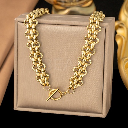 13.5MM 304 Stainless Steel Panther Chain OT Necklaces for Women NJEW-G179-03G-1
