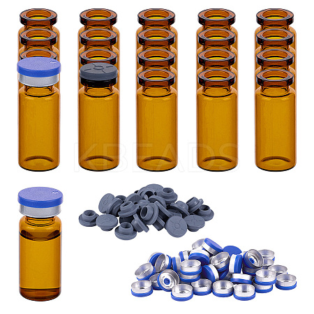 Glass Freeze-Dried Powder Bottle Vial with Cap AJEW-WH0596-021B-1