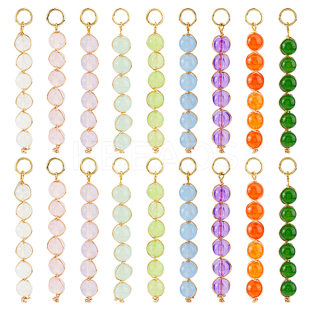 18Pcs 9 Color Natural & Dyed Malaysia Jade Pendants PALLOY-FH00131-1