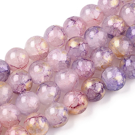 Baking Paint Crackle Glass Bead Strands DGLA-R053-05A-1