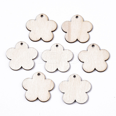 Unfinished Natural Poplar Wood Pendants WOOD-S045-109-1