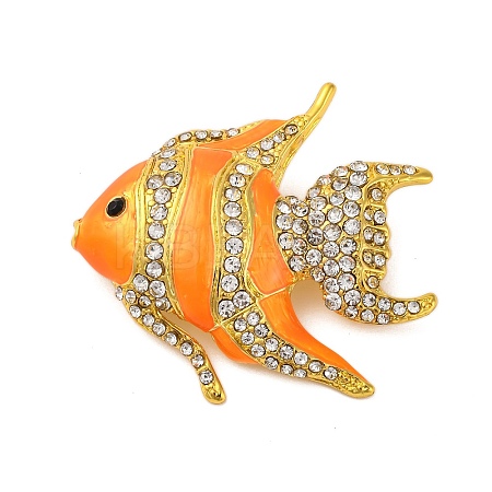 Zinc Alloy Crystal Rhinestone Resin Fish Brooch LS-JEWB-U010-01G-01-1