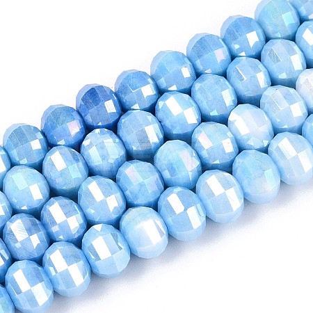 Anti-Tarnish Electroplate Glass Beads Strands GLAA-T025-8mm-19J-1