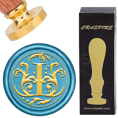 Brass Wax Seal Stamps with Wood Handle AJEW-WH0412-0242-1