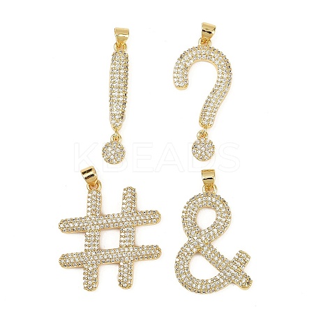 Brass Micro Pave Cubic Zirconia Pendants KK-S526-21G-1