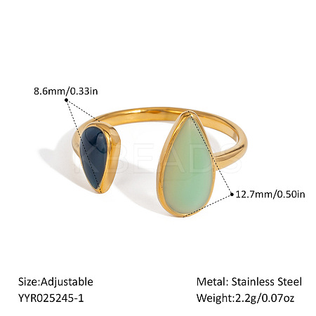 304 Stainless Steel Colorful Open Cuff Rings for Women NC3408-1-1