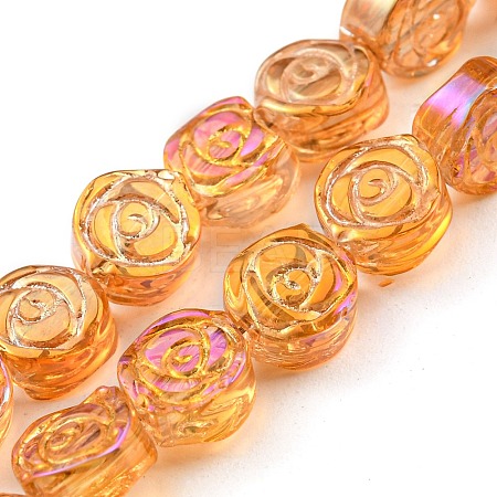 Full Rainbow Plated Electroplate Transparent Glass Beads Strands EGLA-G037-01A-FR03-1