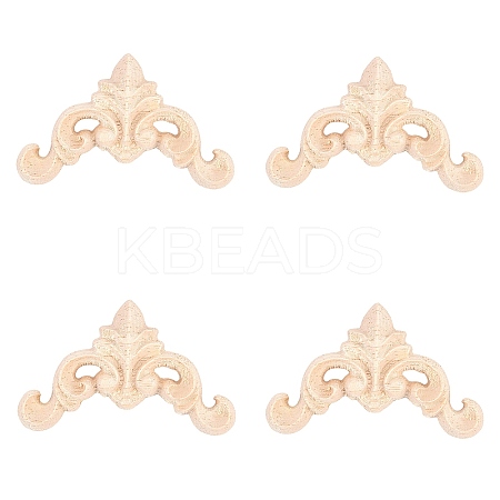 24Pcs Rubber Wood Carved Onlay Applique WOOD-FH0001-86-1