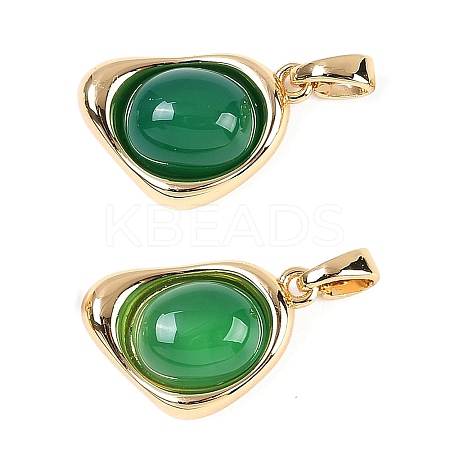 Natural Green Onyx Agate(Dyed & Heated) Pendants KK-U043-52G-01-1