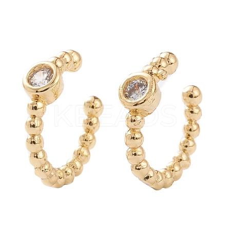 Brass Micro Pave Cubic Zirconia Cuff Earrings LS-EJEW-H109-01H-G-1