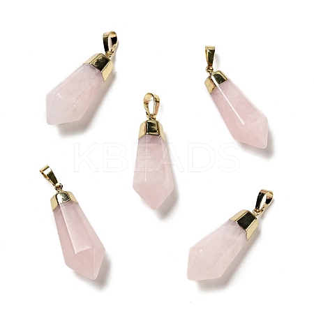 Natural Rose Quartz Pointed Pendants G-P474-02G-03-1