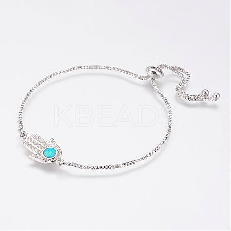 Long-Lasting Plated Adjustable Brass Cubic Zirconia Slider Bracelets BJEW-P165-10A-1