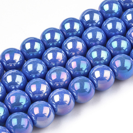 Electroplate Opaque Glass Beads Strands GLAA-T032-P6mm-AB11-1
