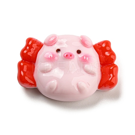 Pig Theme Opaque Resin Cabochons RESI-H154-01E-1