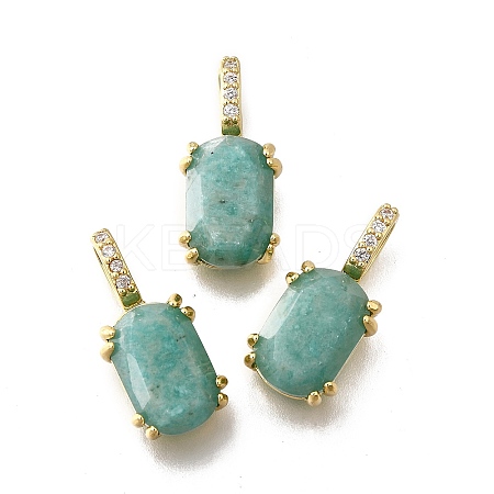 Natural Amazonite Faceted Oval Pendants KK-F899-03B-G-1