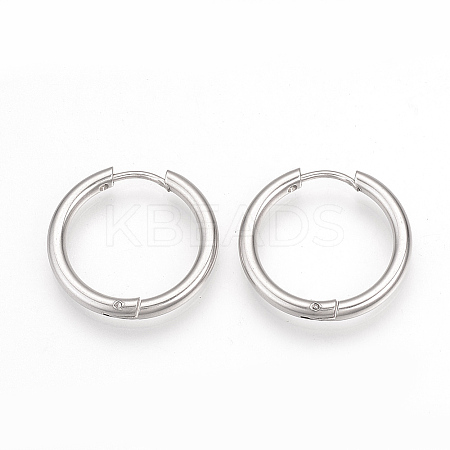 Tarnish Resistant 201 Stainless Steel Huggie Hoop Earrings X-MAK-R021-17mm-1