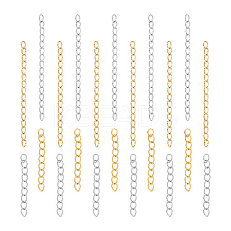 100Pcs 4 Style 304 Stainless Steel Curb Chain Extender STAS-UN0054-01-1