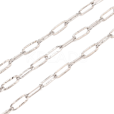 Tarnish Resistant 304 Stainless Steel Textured Paperclip Chains CHS-I009-01P-1