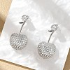 Cherry Brass Micro Pave Cubic Zirconia Stud Earrings EJEW-M077-12P-01-4