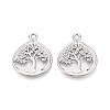 304 Stainless Steel Teardrop with Tree of Life Pendants STAS-T067-35P-1