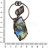 Natural Labradorite Feather Ring with Leaf Big Pendants G-Q350-04A-3