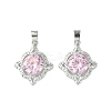 Brass Micro Pave Pink Cubic Zirconia Pendants KK-L208-02P-2
