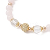 Natural Rose Quartz Round Beaded Charm Bracelets for Women BJEW-JB11931-03-4