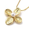 Flower Brass Shell Pearl Pendant Necklaces for Women LS-NJEW-S385-06A-G-2