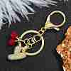Brass Micro Pave Clear Cubic Zirconia Letter Pendant Keychain KEYC-SW00015-Y-3